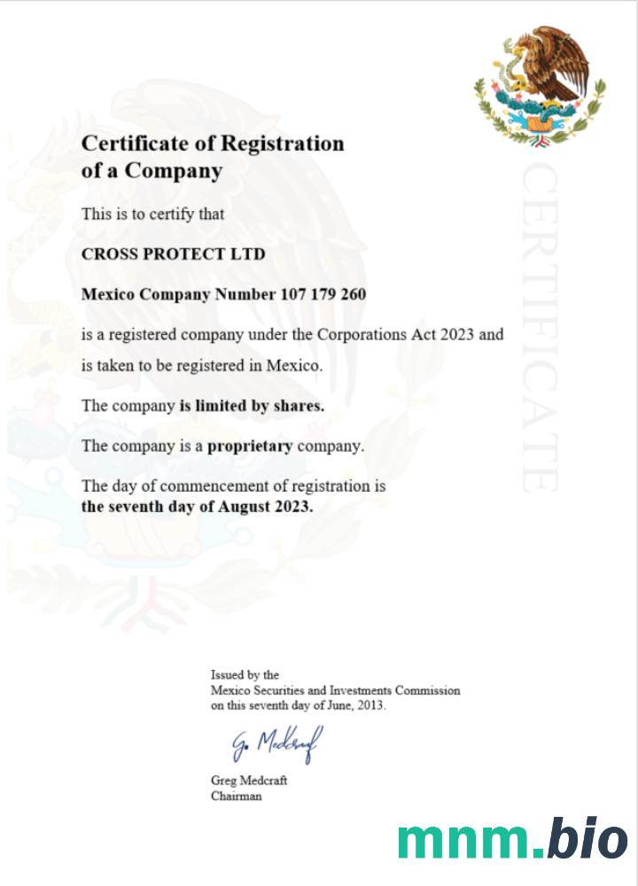 Meksyk business registration vcertyfikat Word i szablon PDF
